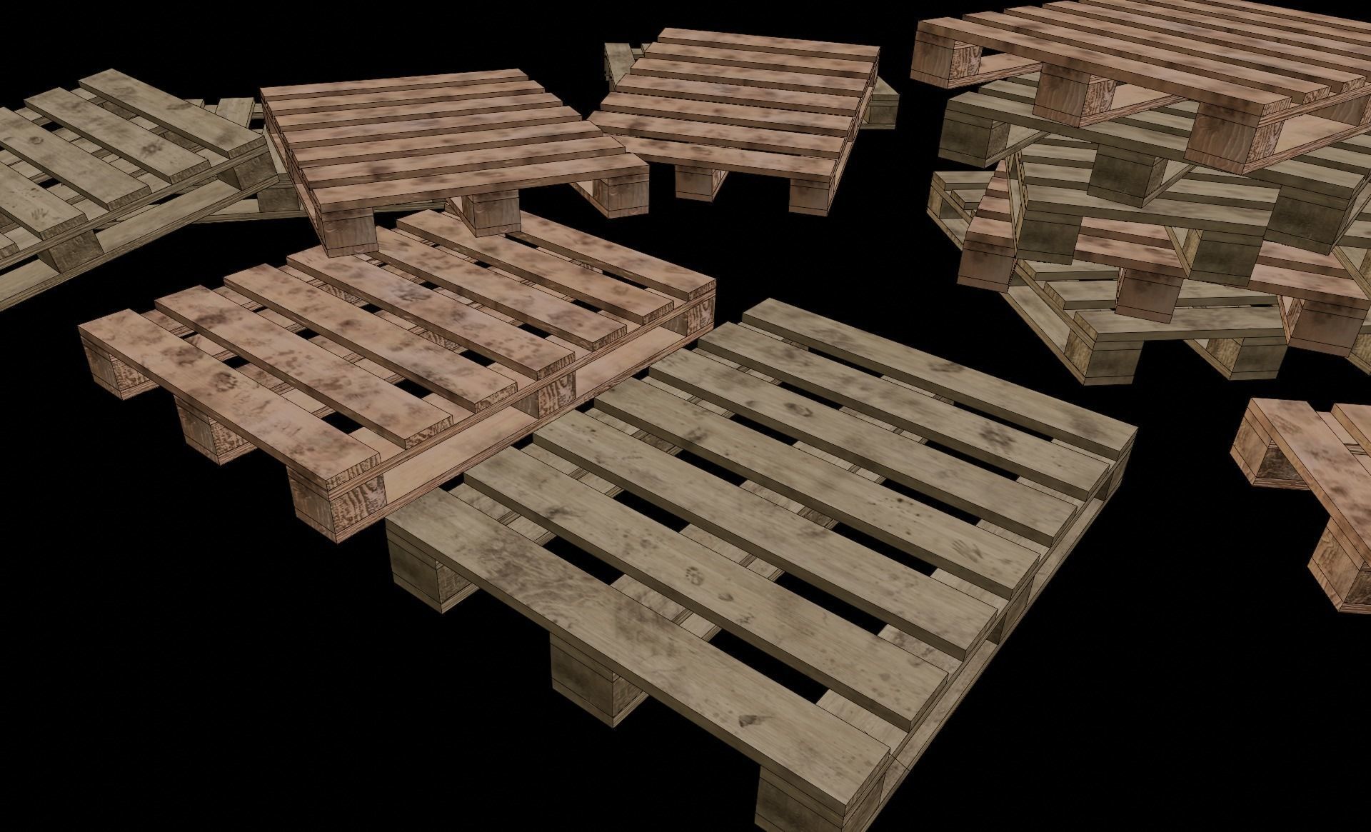 wooden pallet Free low-poly 3D model_9