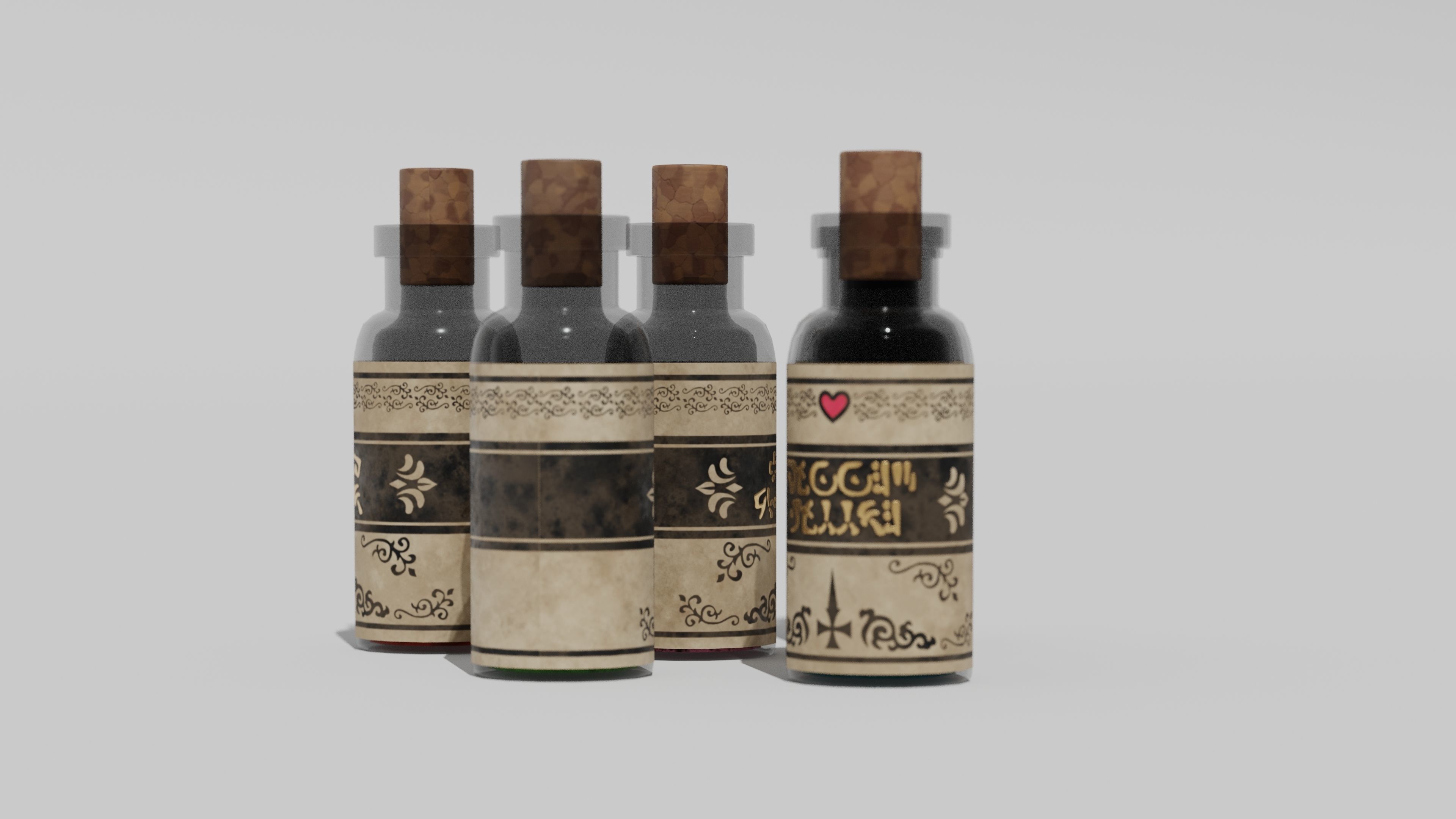 OB 00 14 vampire hunter five small bottles Low-poly 3D model_2