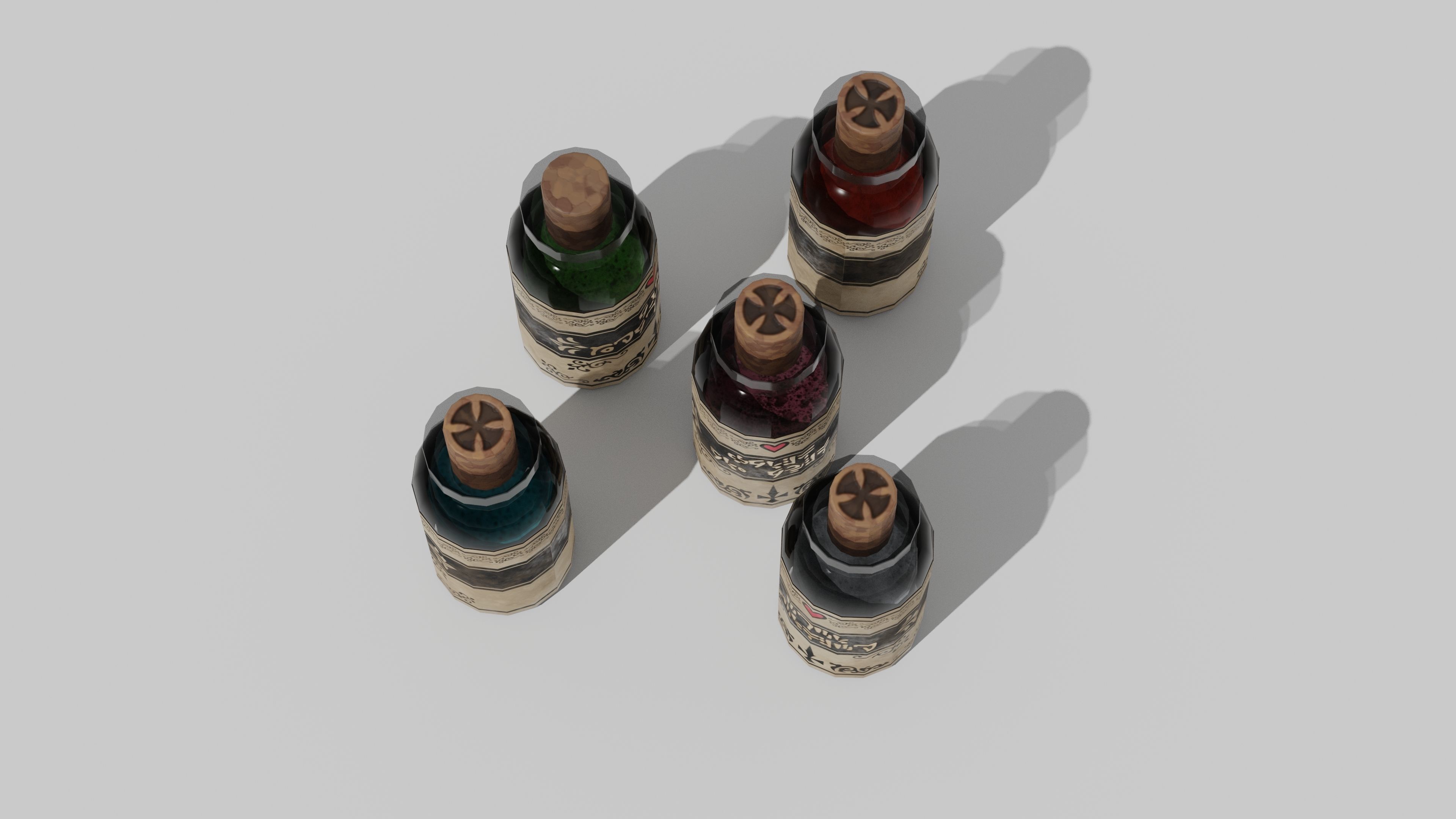 OB 00 14 vampire hunter five small bottles Low-poly 3D model_5