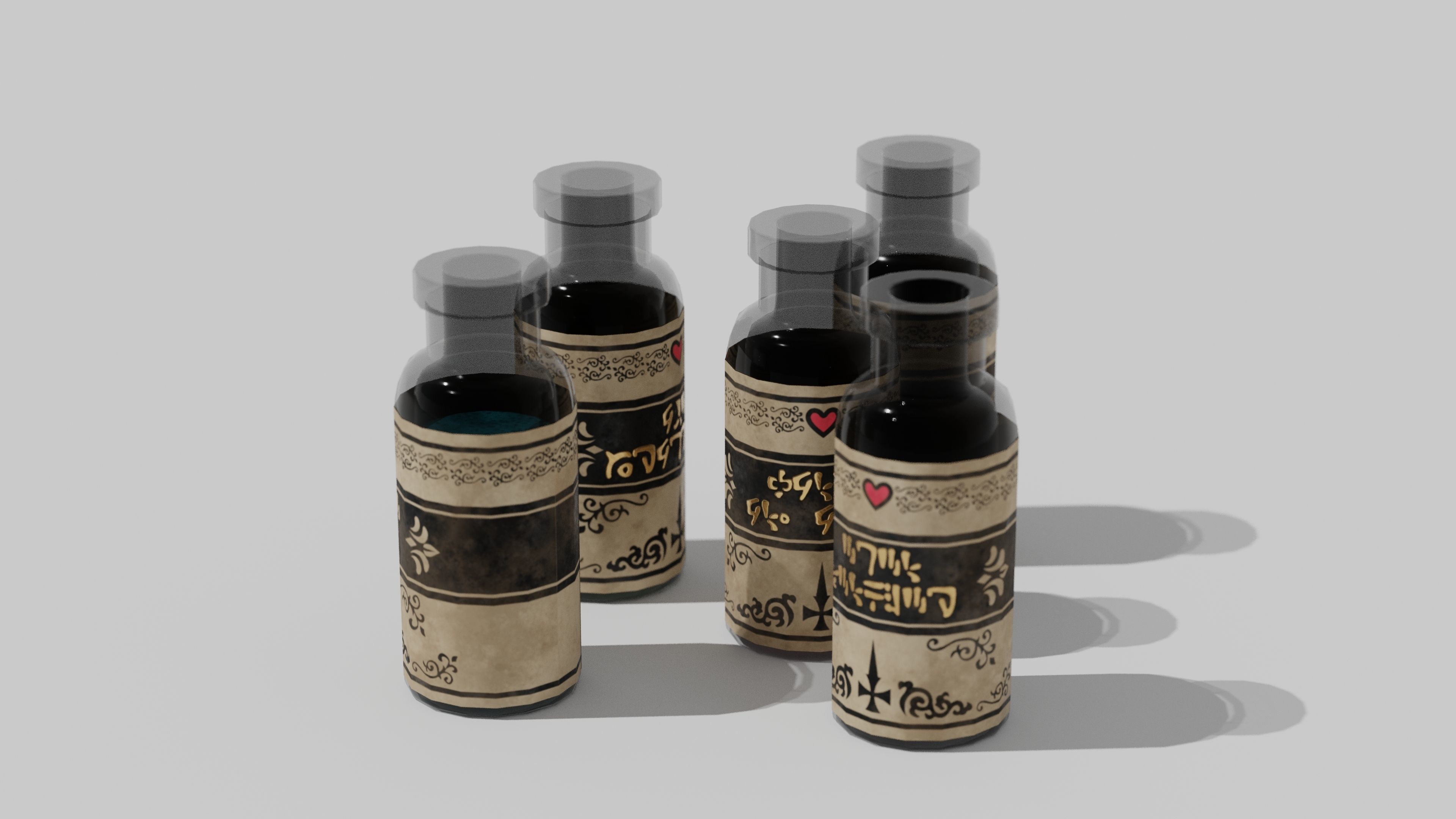 OB 00 14 vampire hunter five small bottles Low-poly 3D model_1