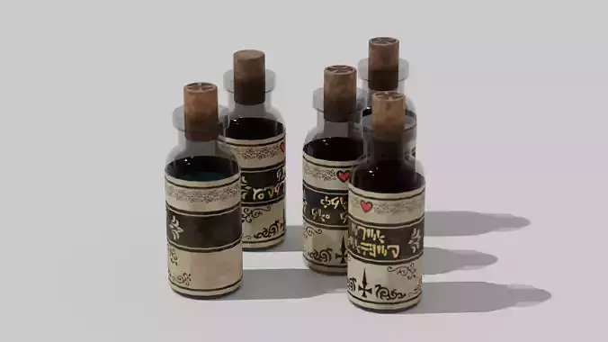 OB 00 14 vampire hunter five small bottles Low-poly 3D model