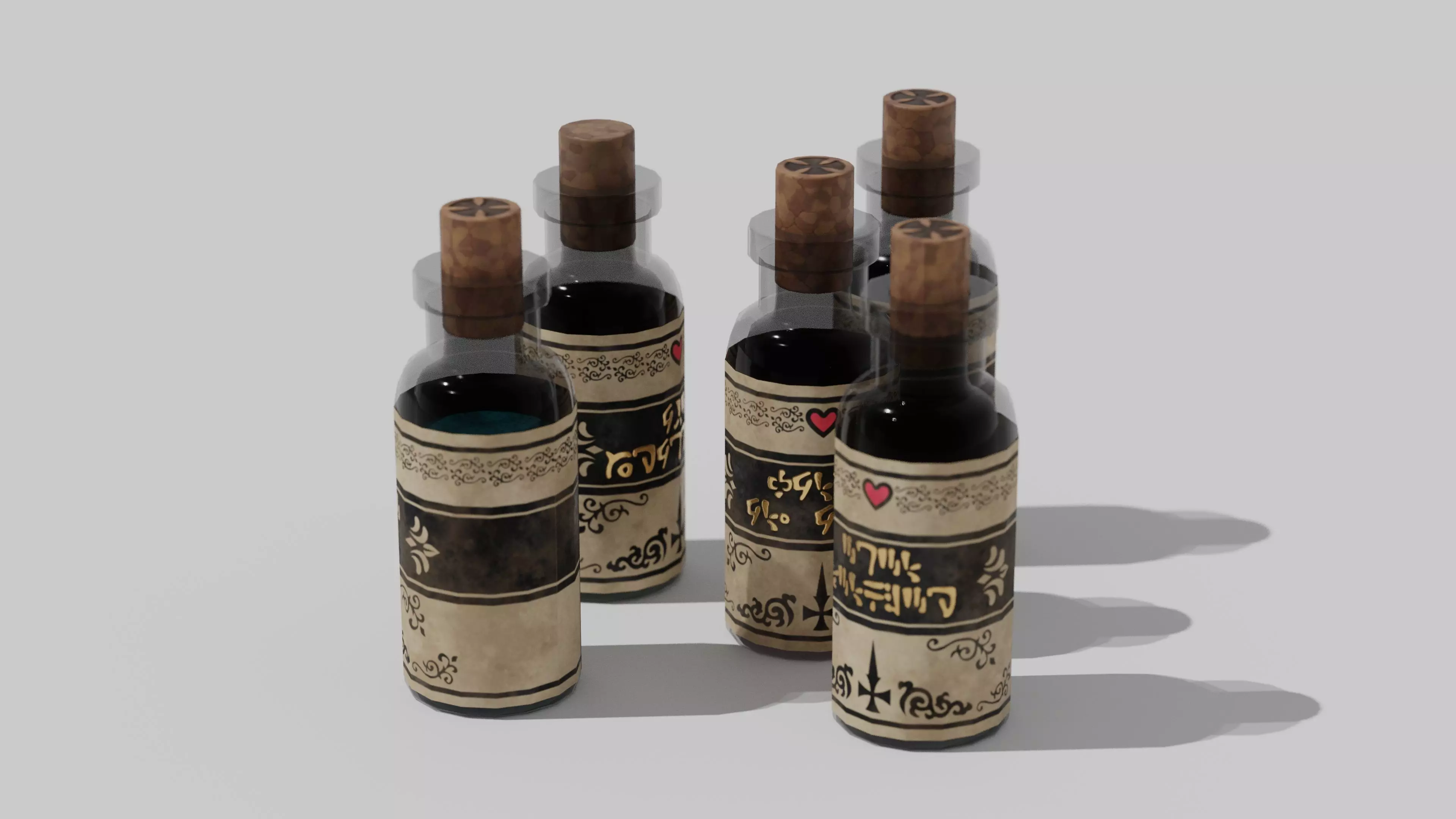 OB 00 14 vampire hunter five small bottles Low-poly 3D model_0