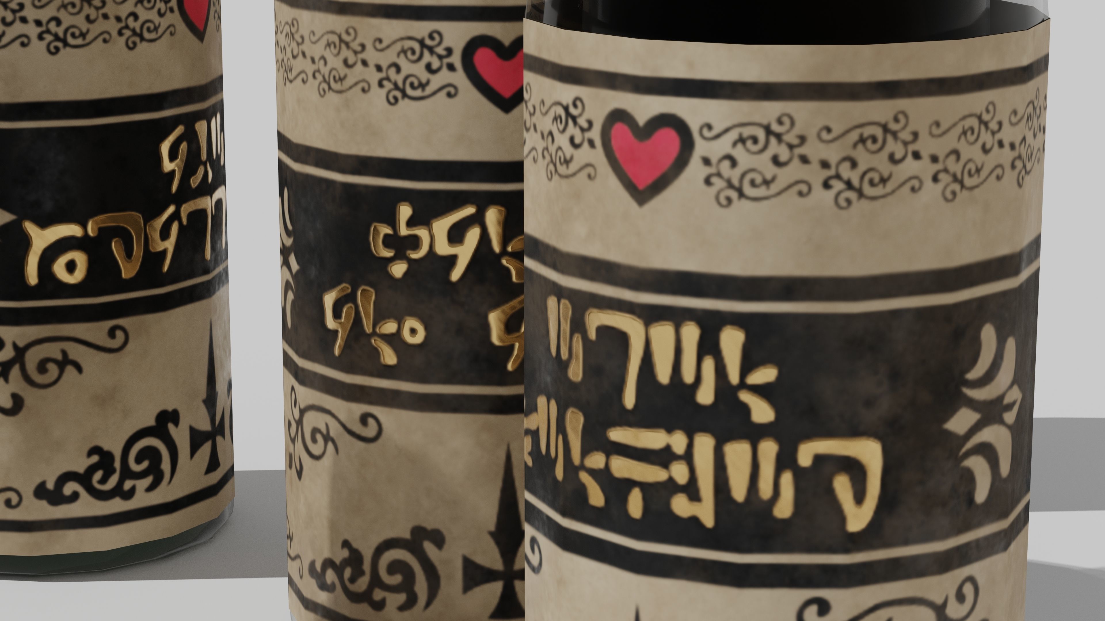 OB 00 14 vampire hunter five small bottles Low-poly 3D model_4