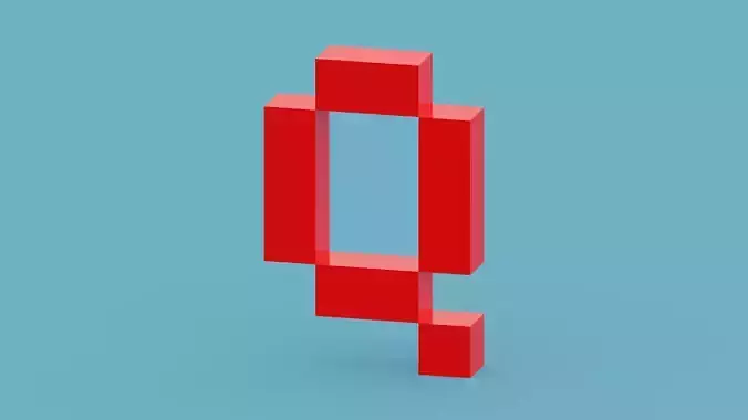 Pixel Letter Q Low-poly 3D model
