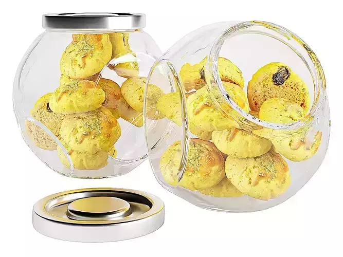 Chocolate Chip Cookies in a Glass Jar 09 3D model