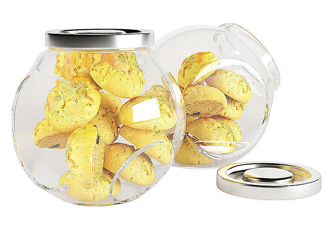 Chocolate Chip Cookies in a Glass Jar  09 3D model 2