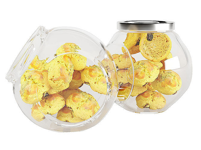 Chocolate Chip Cookies in a Glass Jar  09 3D model 5