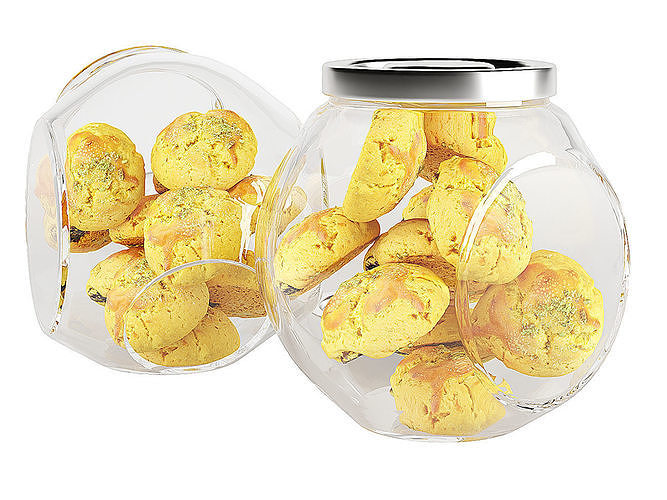 Chocolate Chip Cookies in a Glass Jar  09 3D model 3
