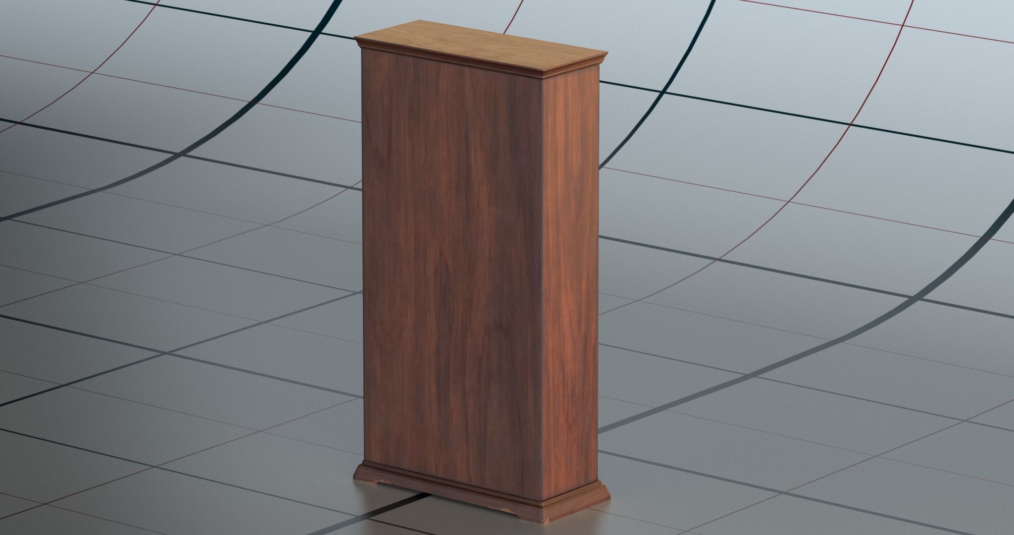 Bookshelf PBR wooden bookcase 3D model_5