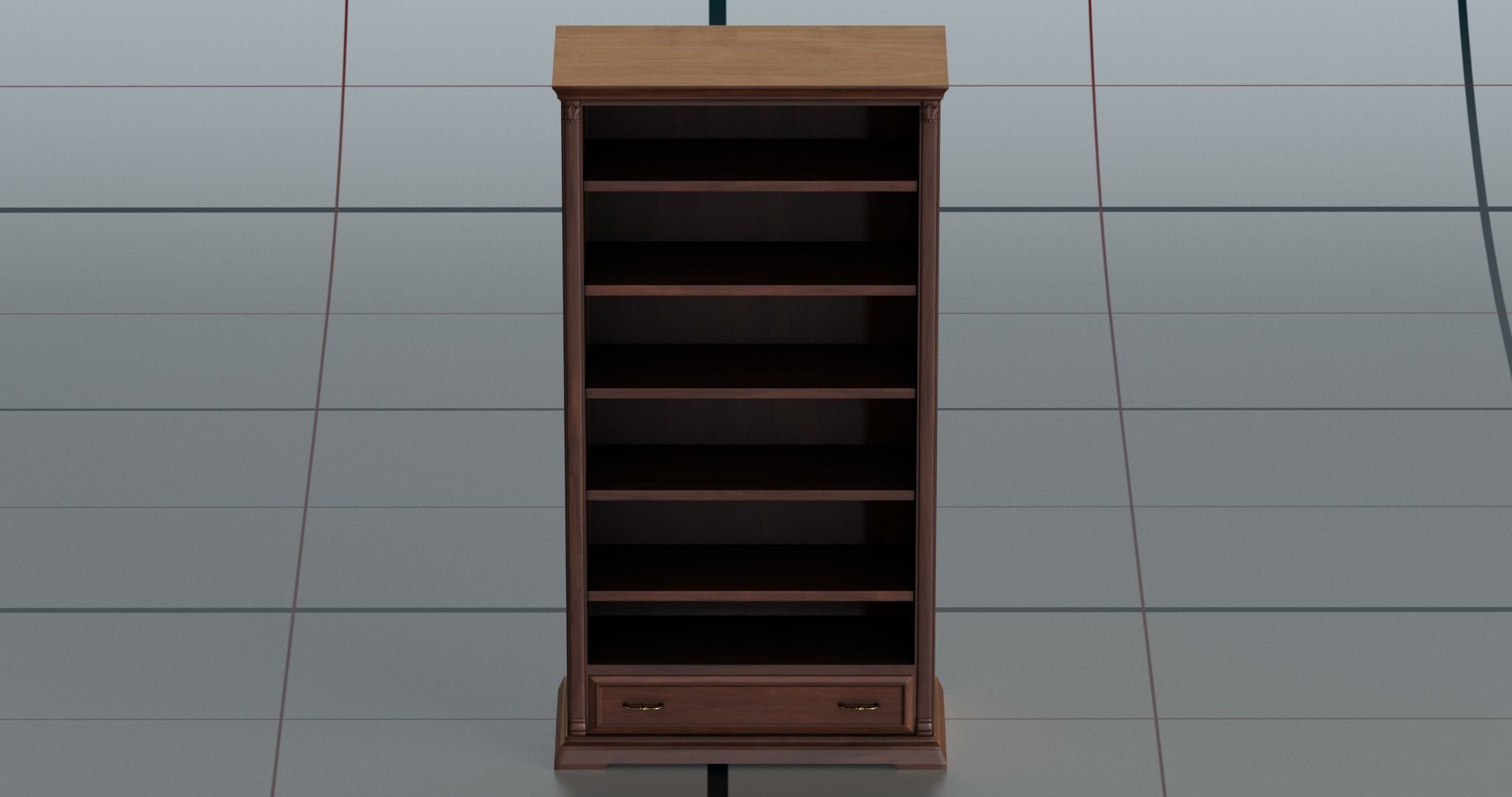 Bookshelf PBR wooden bookcase 3D model_1