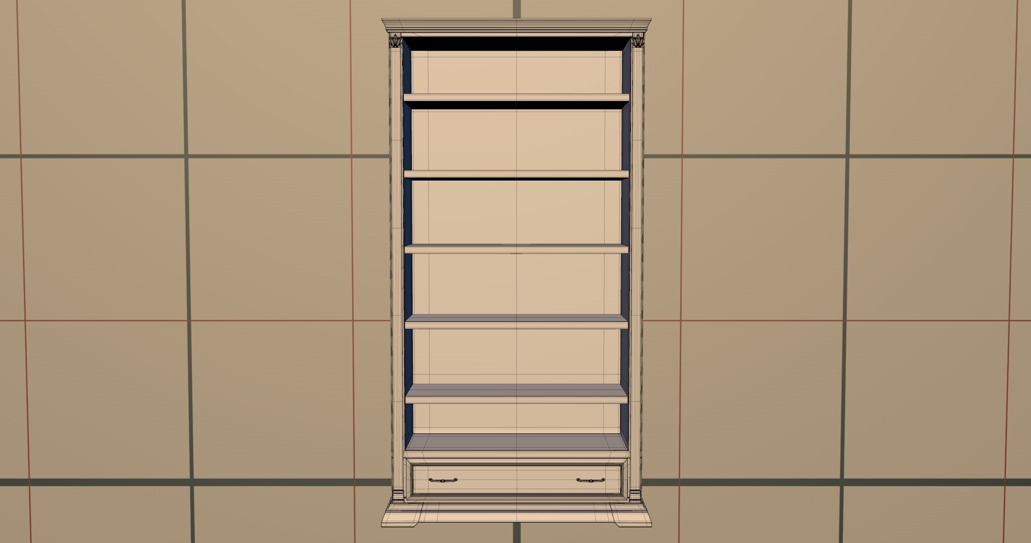 Bookshelf PBR wooden bookcase 3D model_9