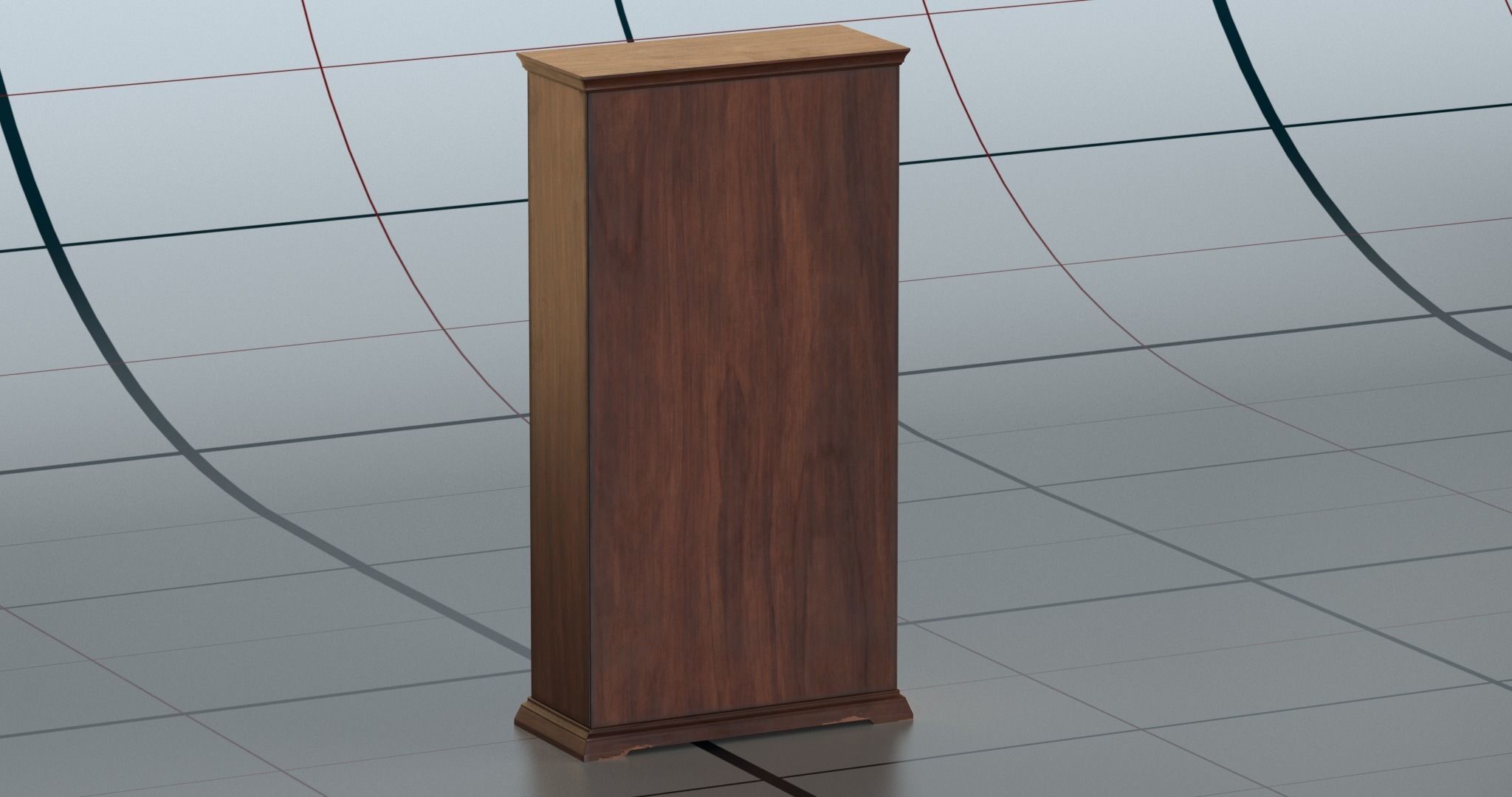 Bookshelf PBR wooden bookcase 3D model_3