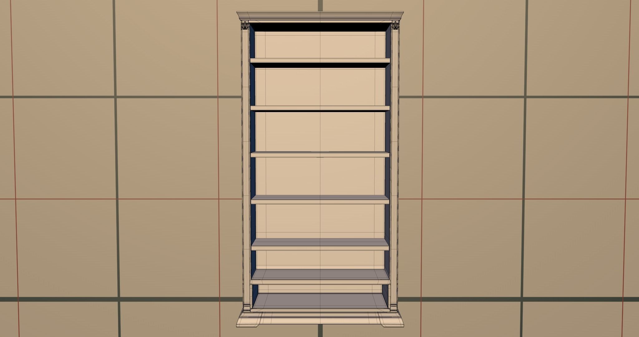 Bookshelf PBR wooden bookcase 3D model_10