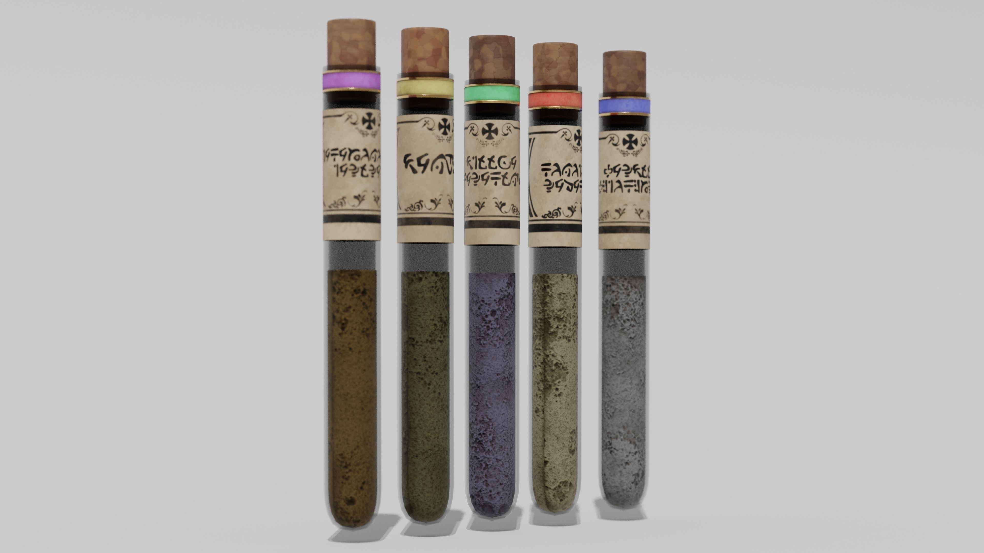 OB 00 16 vampire hunter five test tubes Low-poly 3D model_3