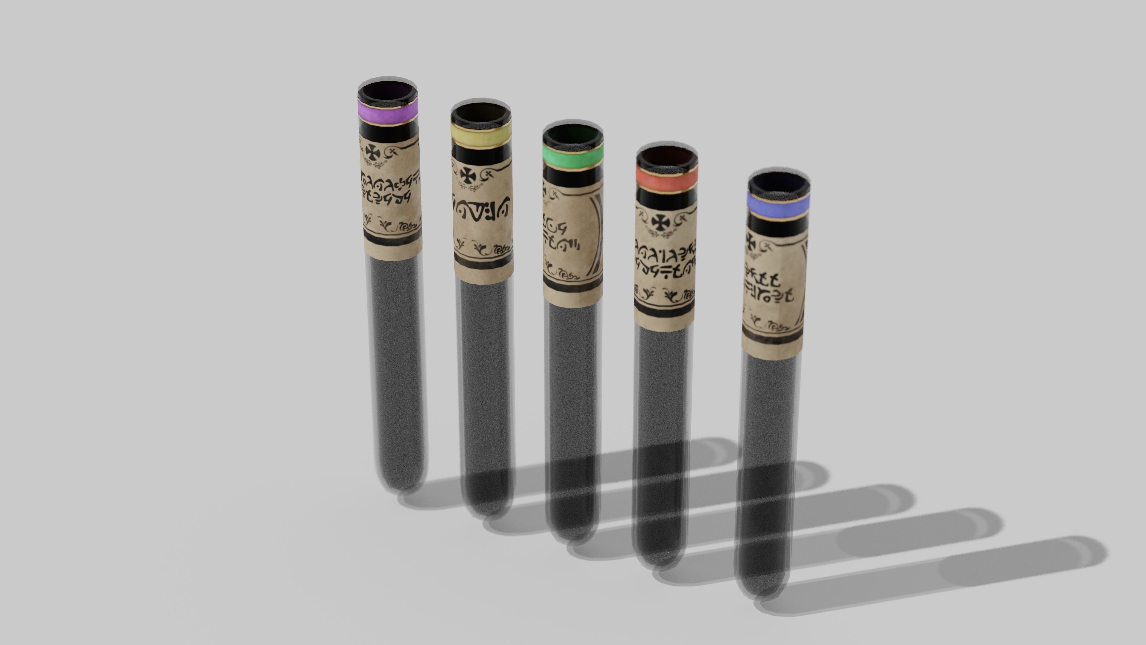 OB 00 16 vampire hunter five test tubes Low-poly 3D model_2
