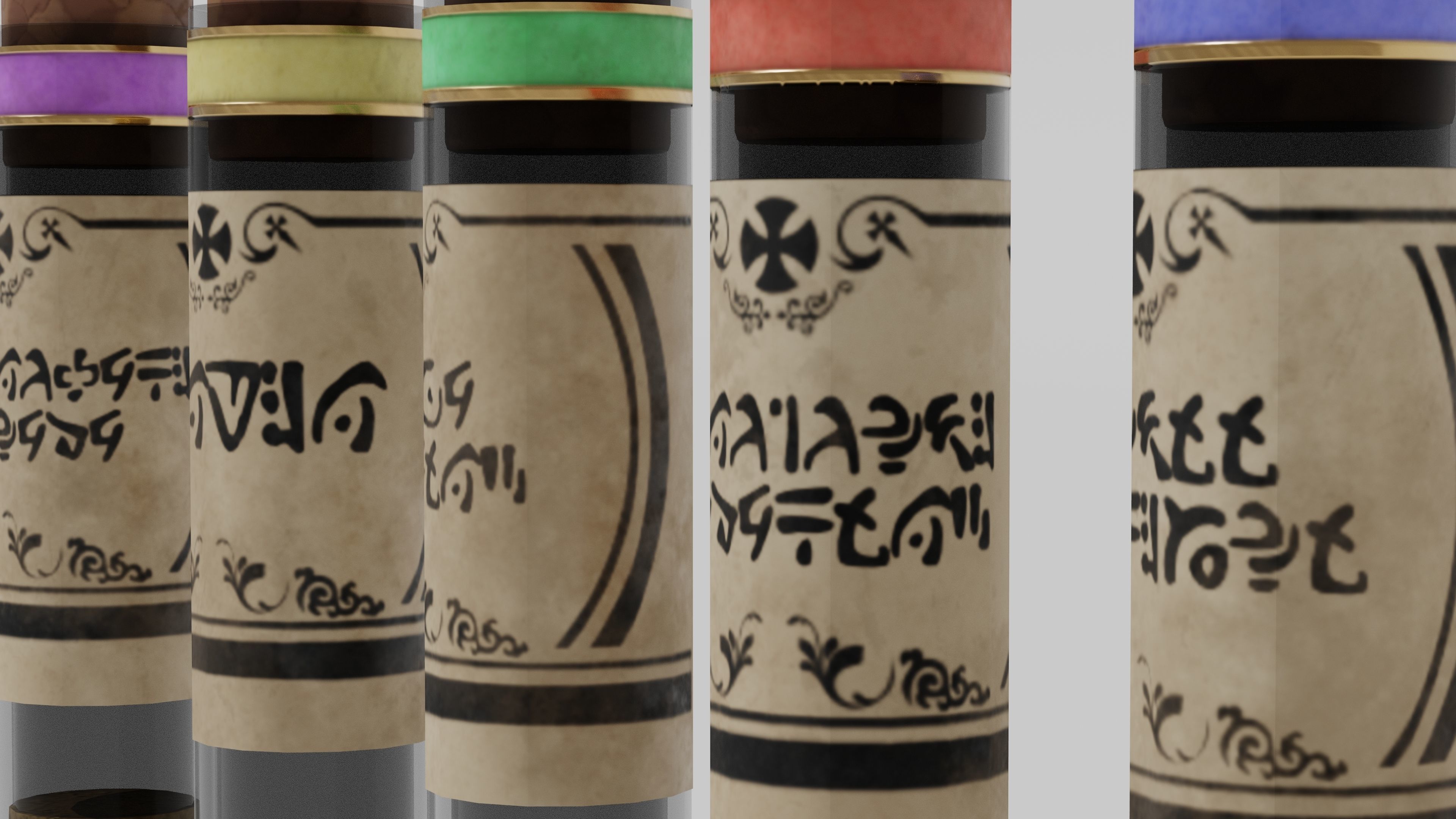 OB 00 16 vampire hunter five test tubes Low-poly 3D model_5