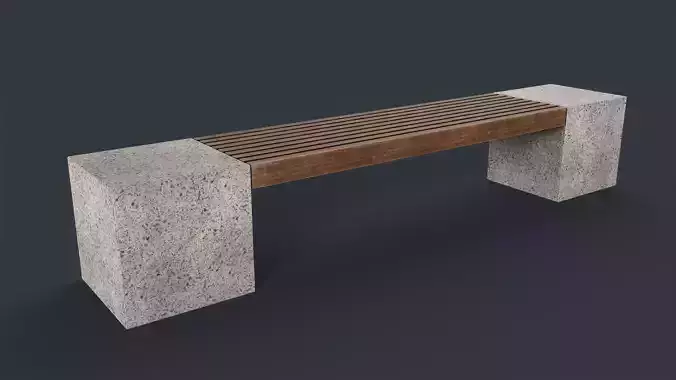 Modern Outdoor Bench 75 PBR Game Ready Low-poly 3D model