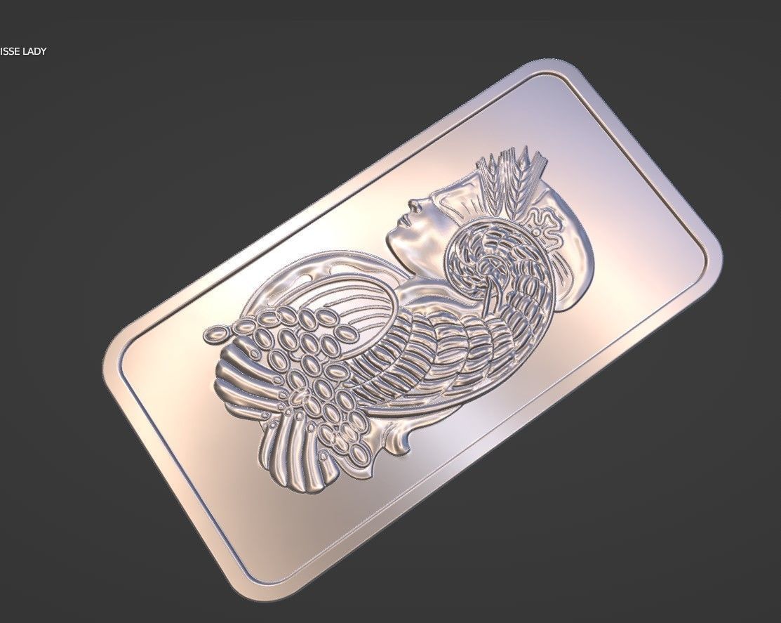 PAMP SUISSE LADY FORTUNA COIN RELIEF CNC CAM PRINT 3D print model_1