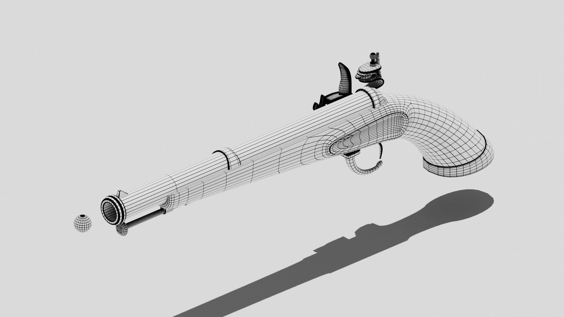 OB 00 19 vampire hunter main flintlock pistol Low-poly 3D model_11