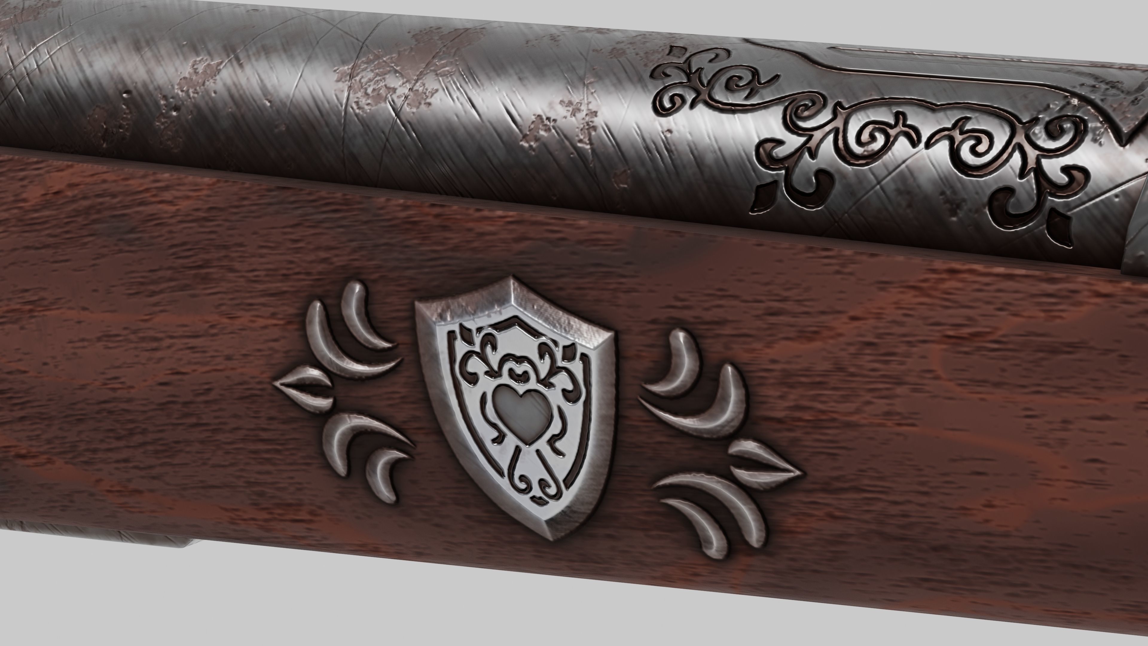 OB 00 19 vampire hunter main flintlock pistol Low-poly 3D model_4