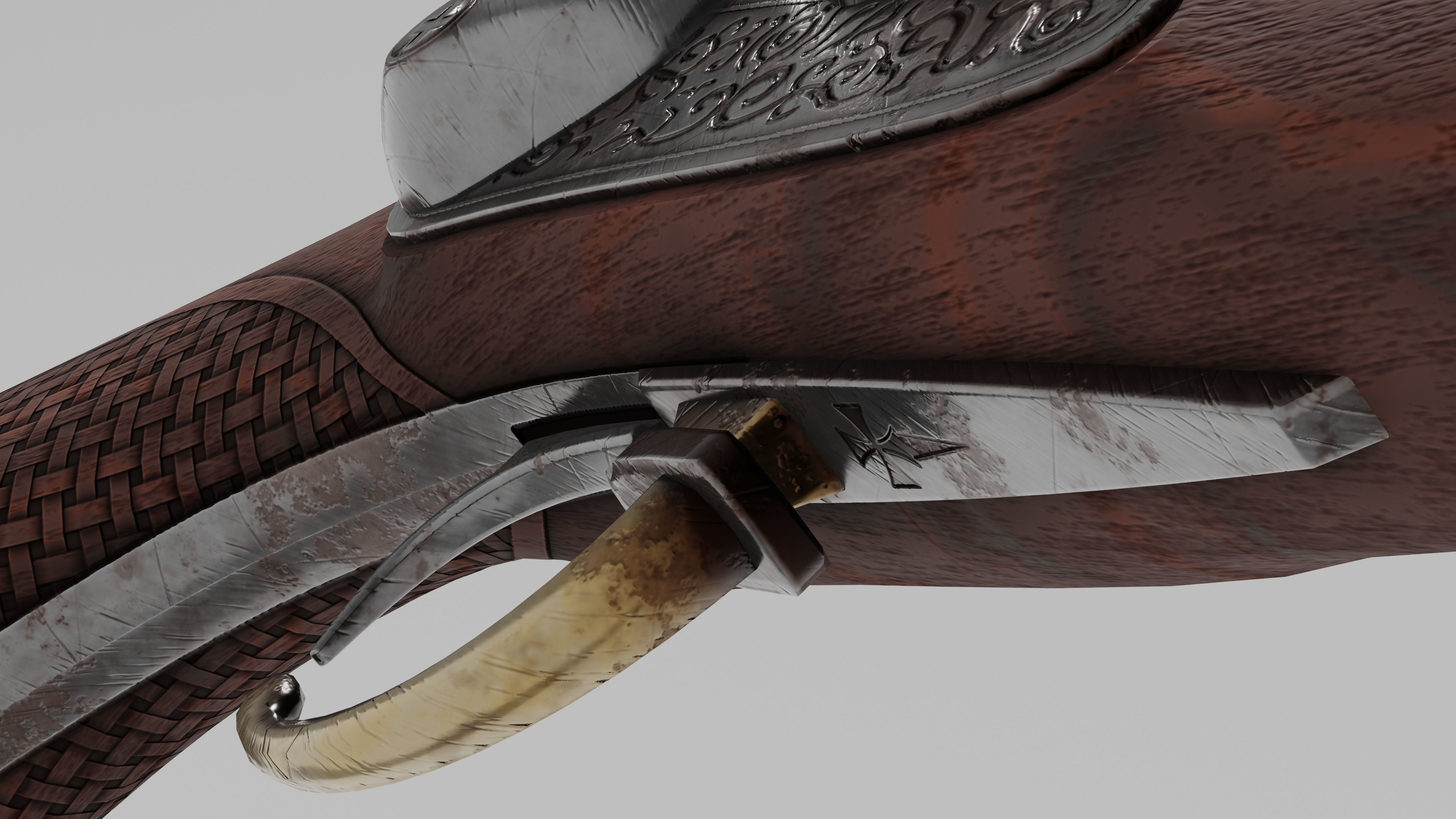 OB 00 19 vampire hunter main flintlock pistol Low-poly 3D model_6