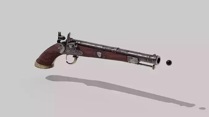 OB 00 19 vampire hunter main flintlock pistol Low-poly 3D model