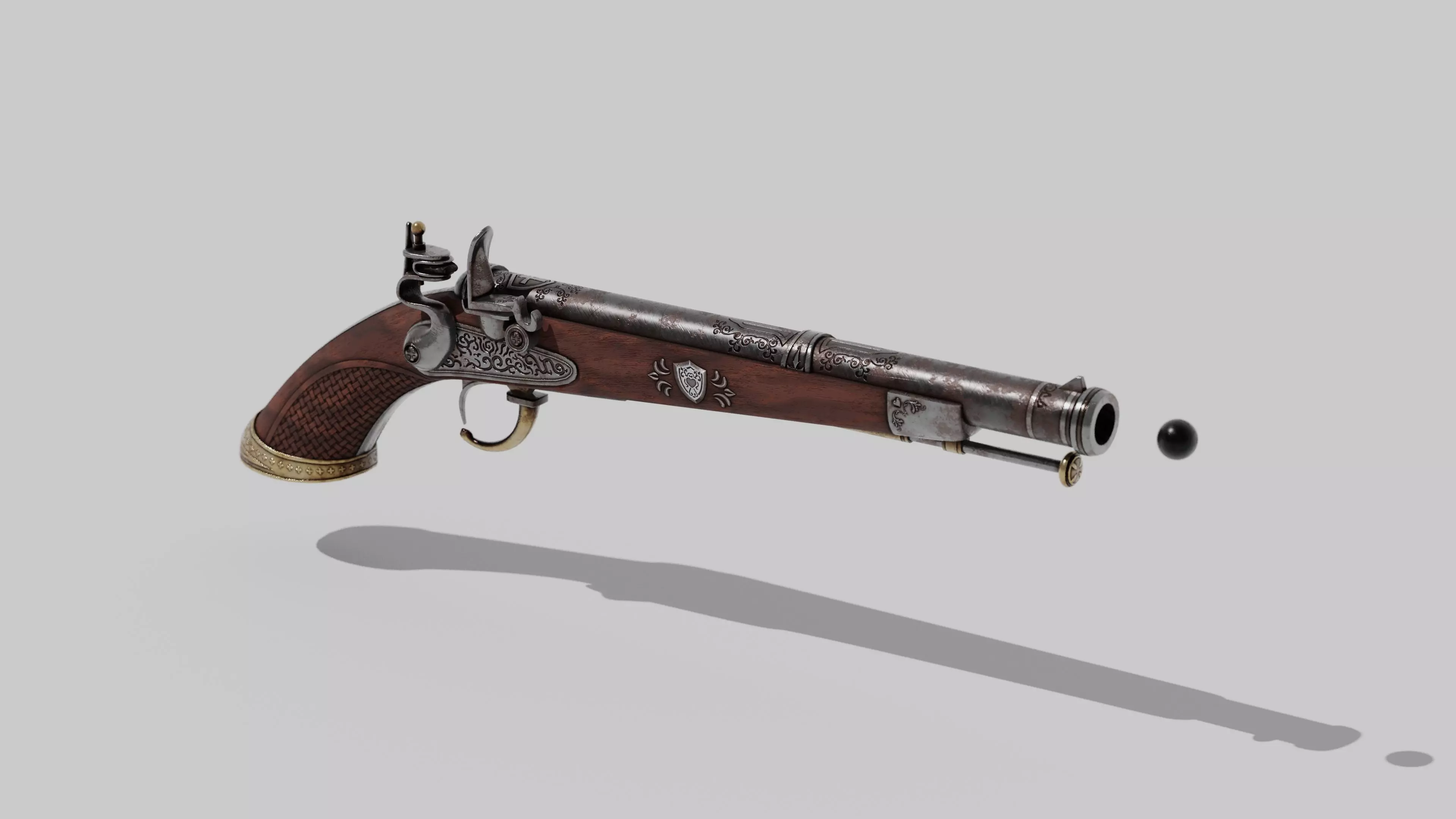 OB 00 19 vampire hunter main flintlock pistol Low-poly 3D model_0