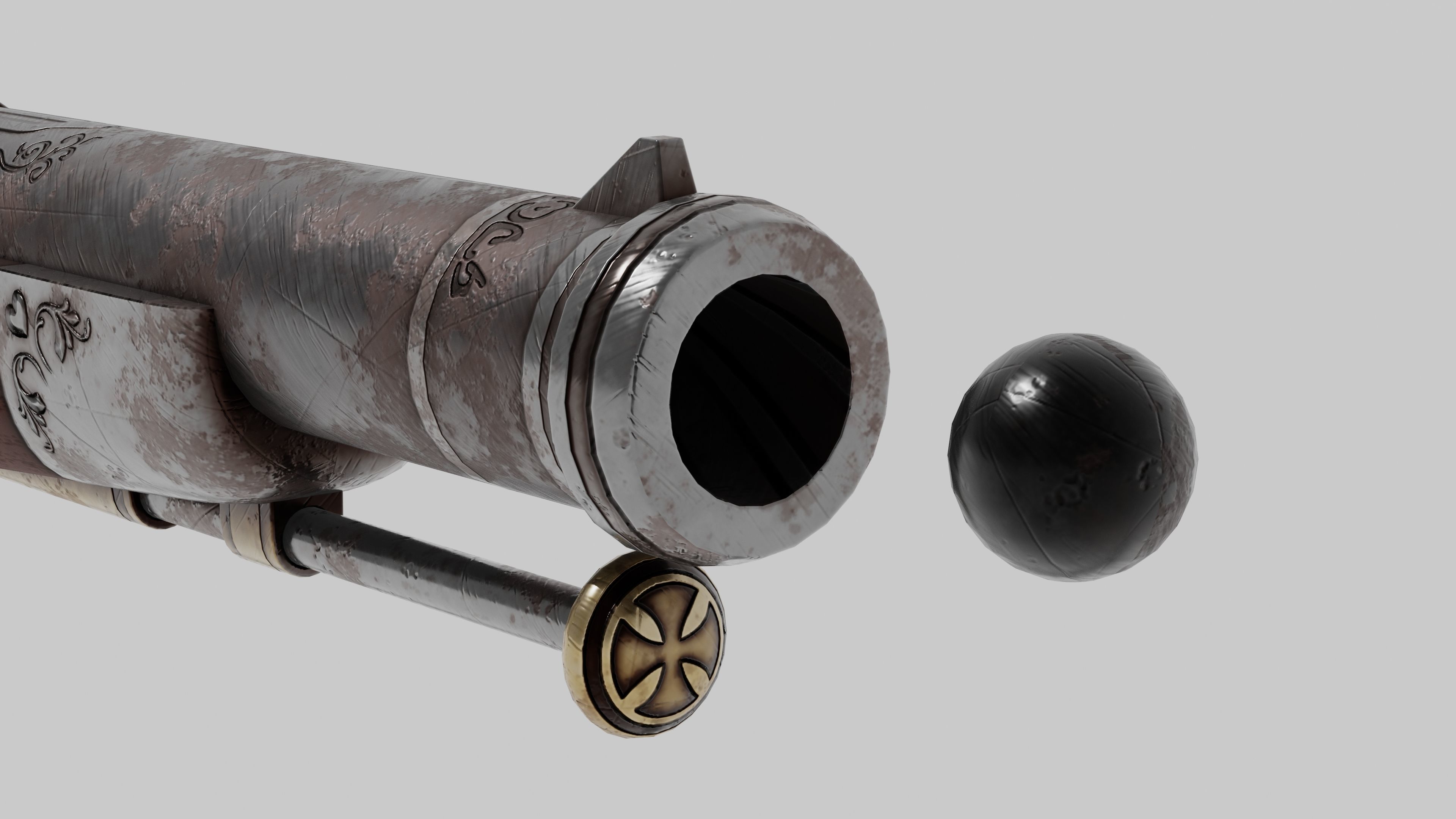 OB 00 19 vampire hunter main flintlock pistol Low-poly 3D model_5