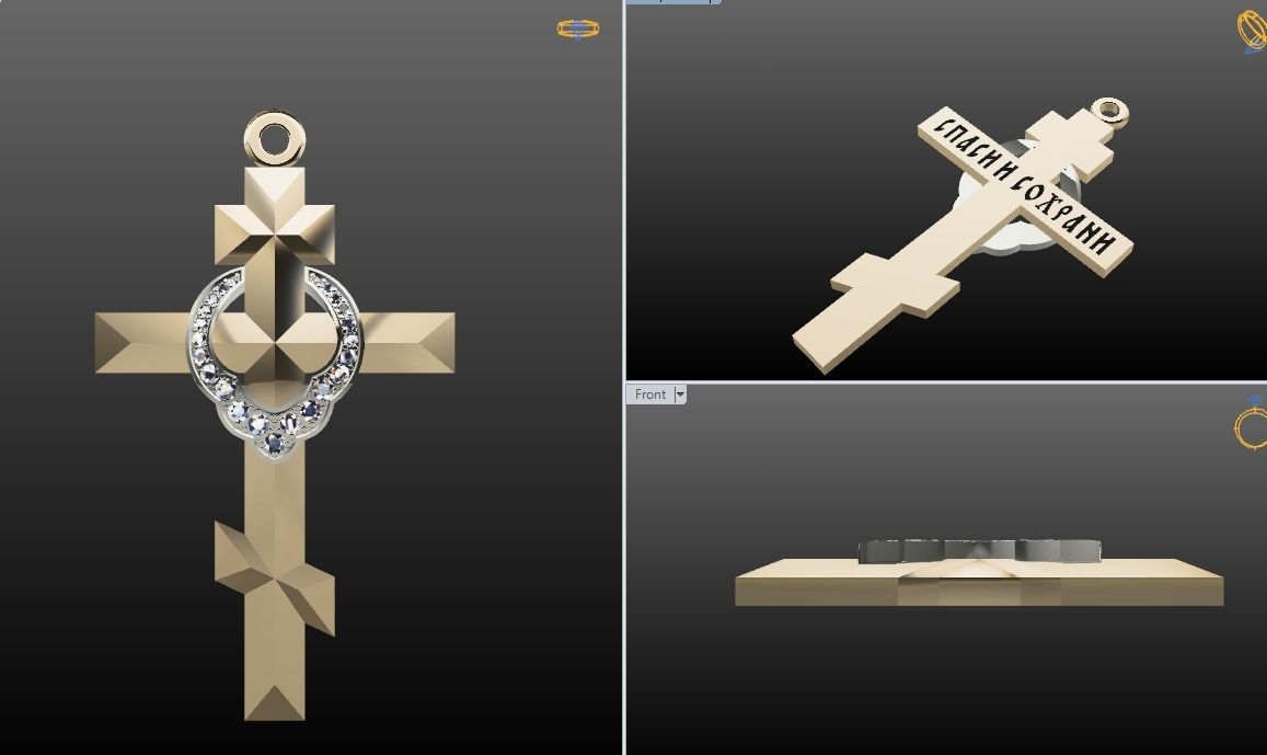 cross pendant  diamond stones 3D jewelry 3D print  3D print model_3