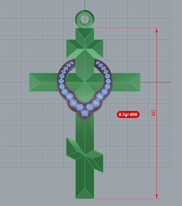 cross pendant  diamond stones 3D jewelry 3D print  3D print model_7