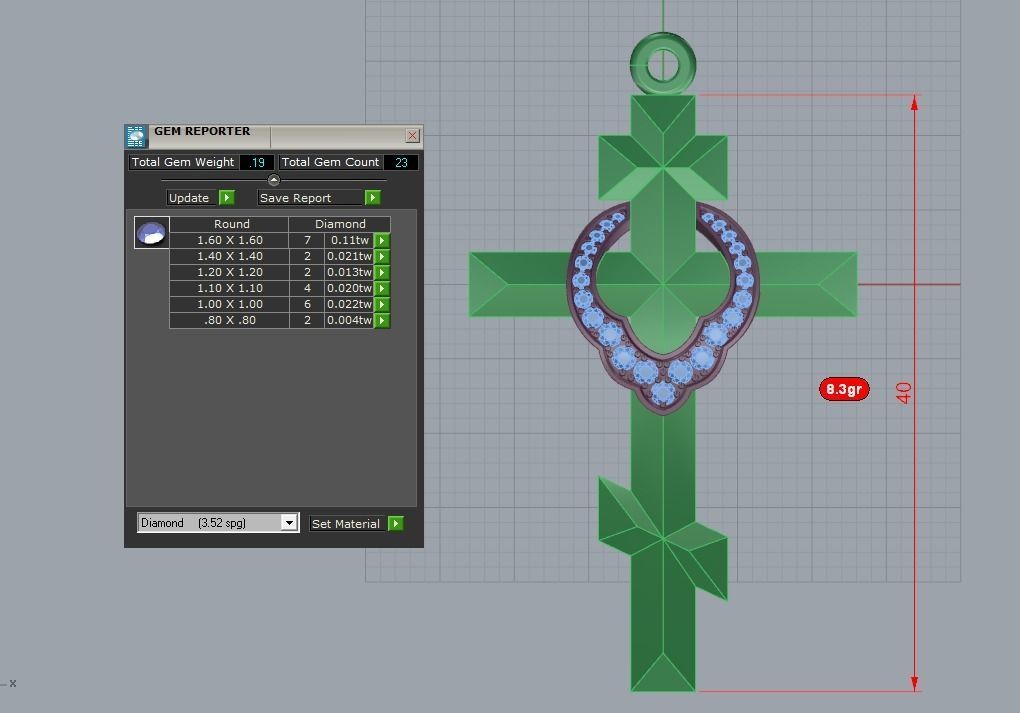 cross pendant  diamond stones 3D jewelry 3D print  3D print model_1