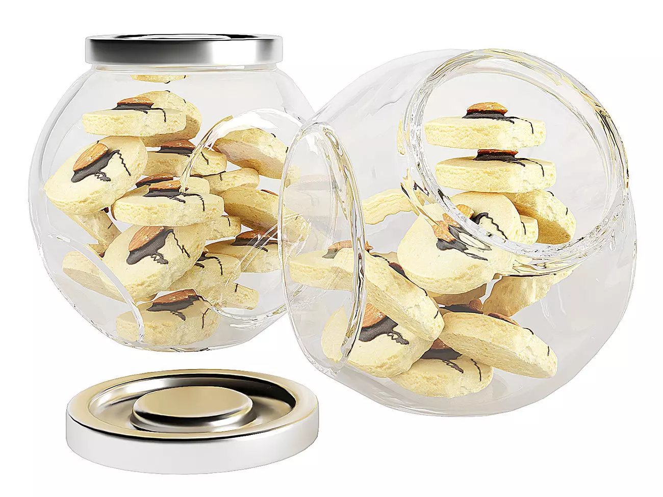 Chocolate Chip Cookies in a Glass Jar 13 3D model
