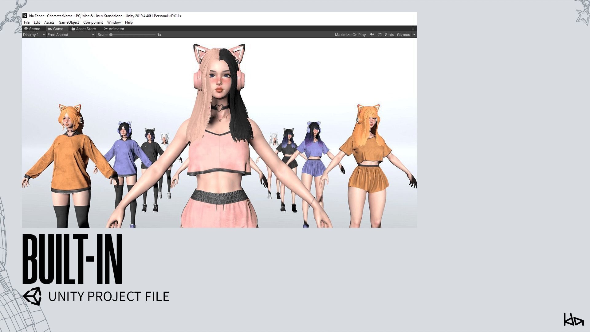 Gamer Girl - Game Ready Low-poly 3D model_22