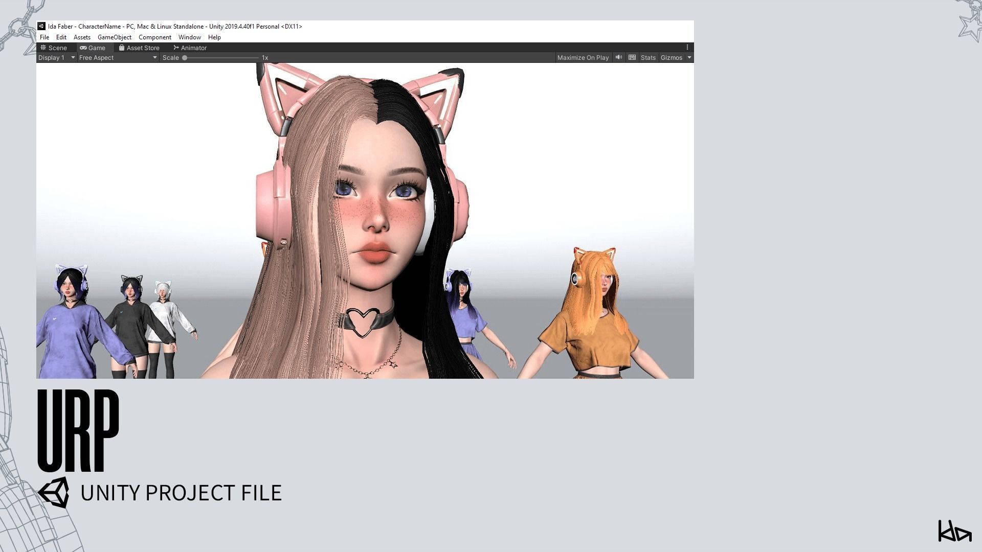 Gamer Girl - Game Ready Low-poly 3D model_24