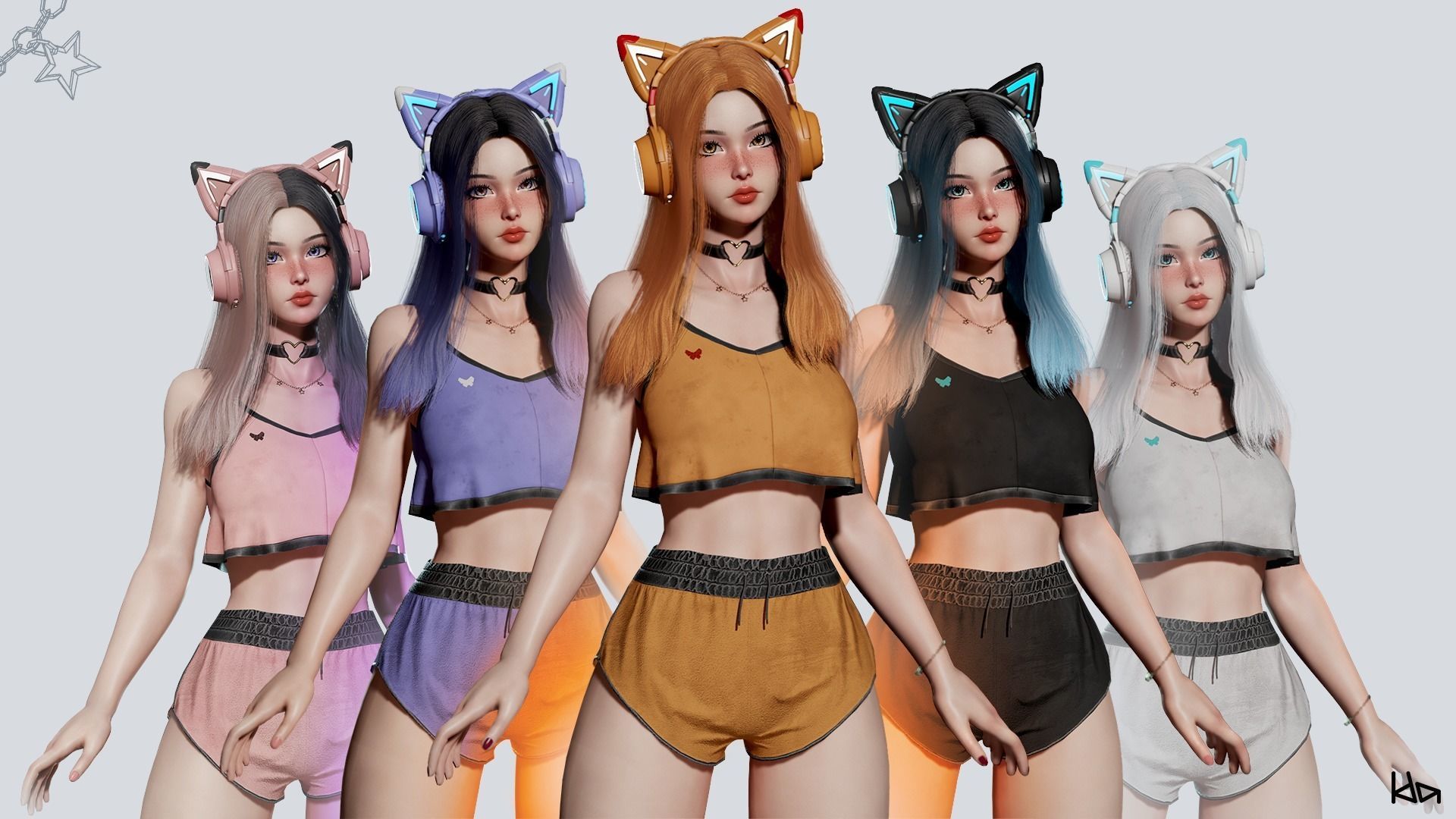 Gamer Girl - Game Ready Low-poly 3D model_6