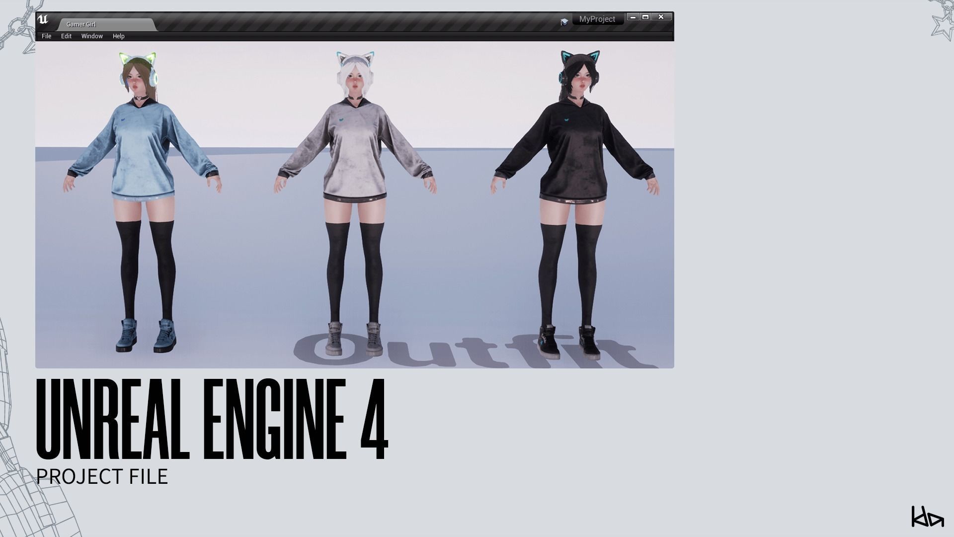 Gamer Girl - Game Ready Low-poly 3D model_18