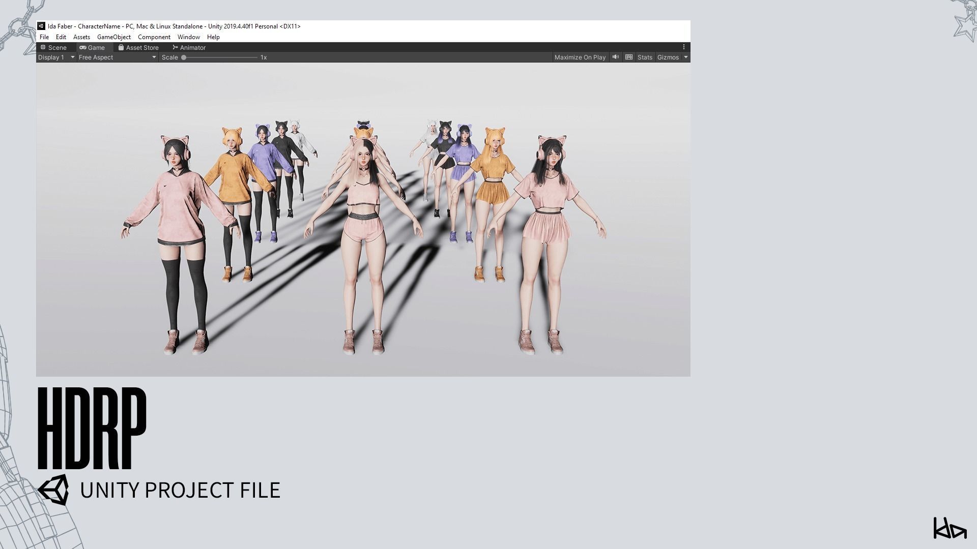 Gamer Girl - Game Ready Low-poly 3D model_29