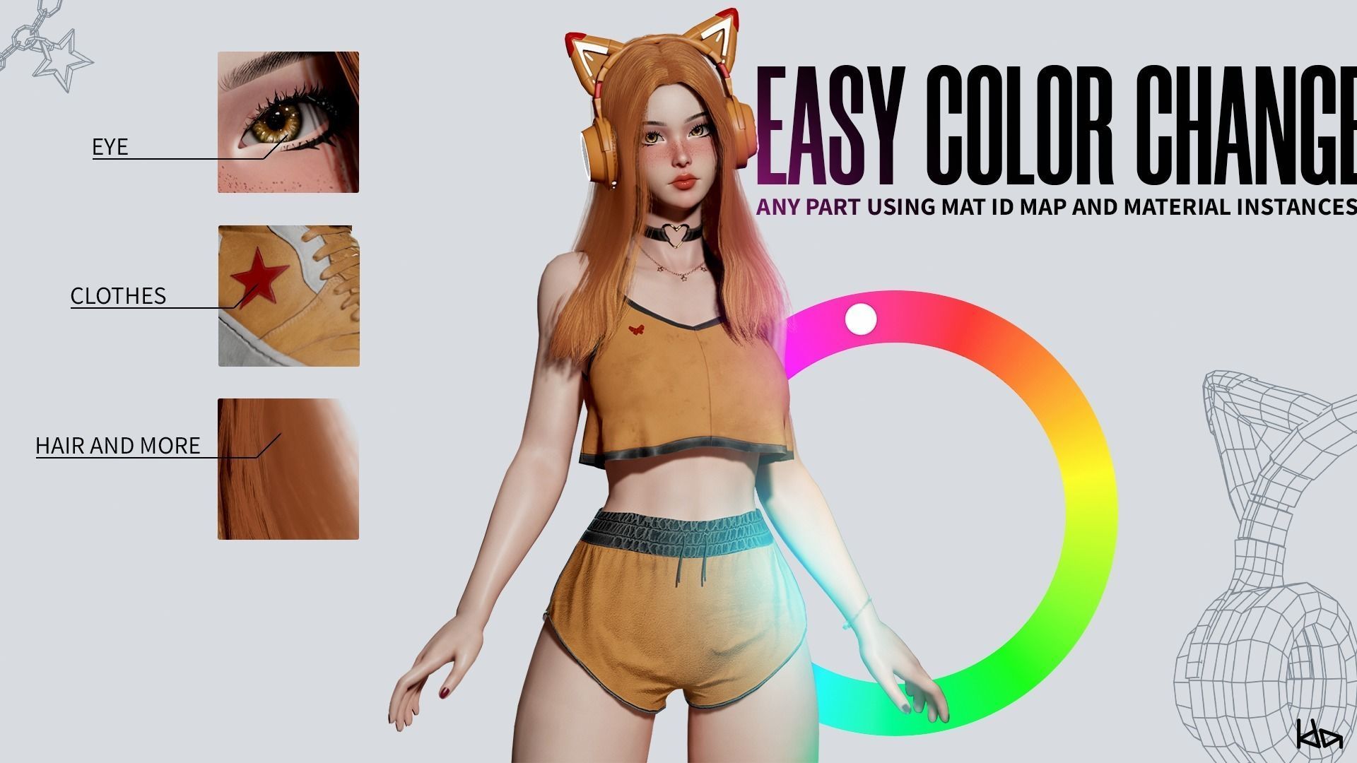 Gamer Girl - Game Ready Low-poly 3D model_5