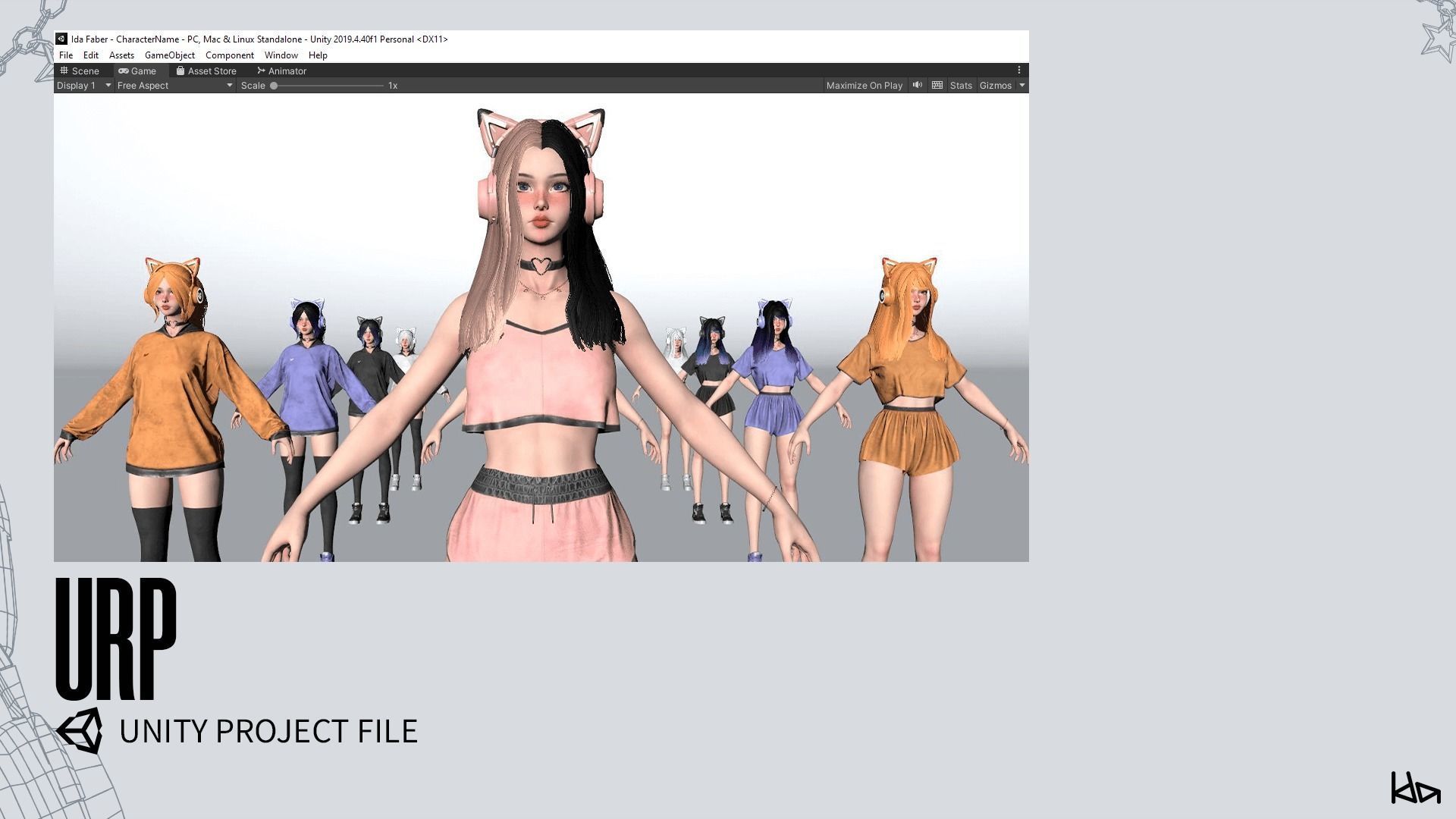 Gamer Girl - Game Ready Low-poly 3D model_25