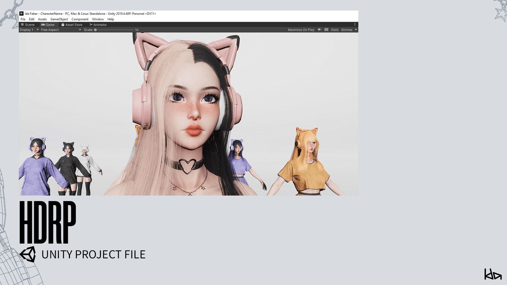 Gamer Girl - Game Ready Low-poly 3D model_27