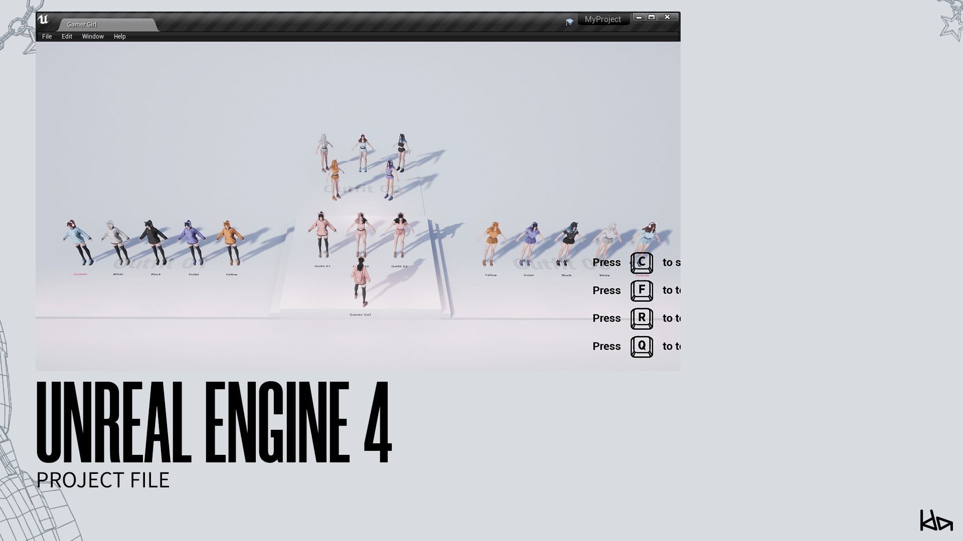 Gamer Girl - Game Ready Low-poly 3D model_20