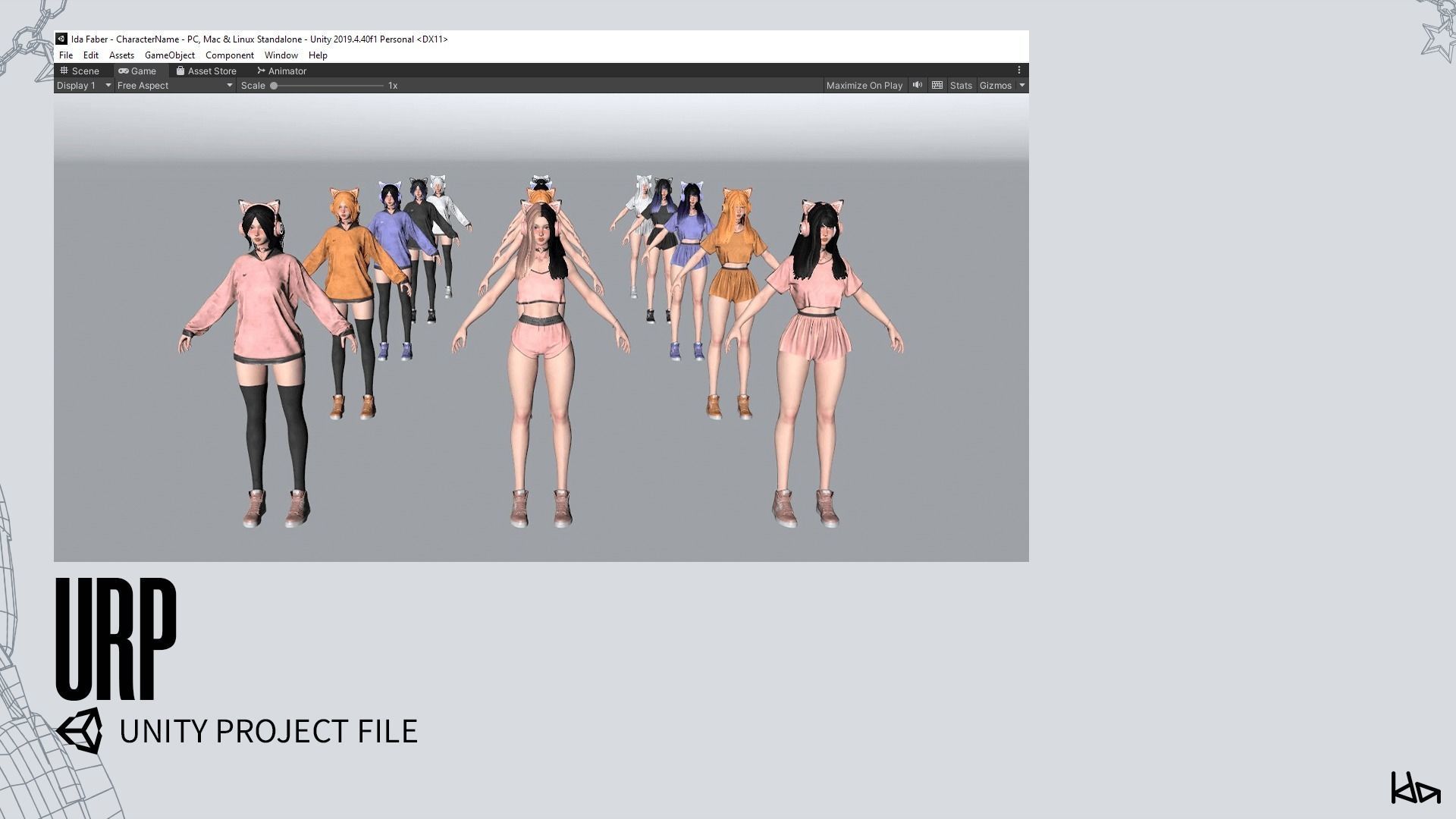 Gamer Girl - Game Ready Low-poly 3D model_26
