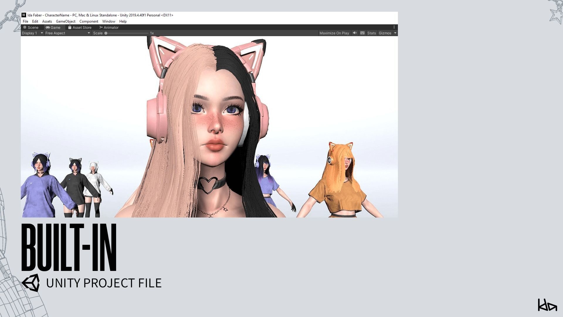 Gamer Girl - Game Ready Low-poly 3D model_21