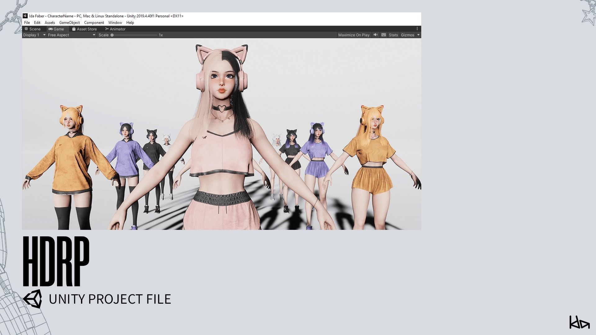 Gamer Girl - Game Ready Low-poly 3D model_28