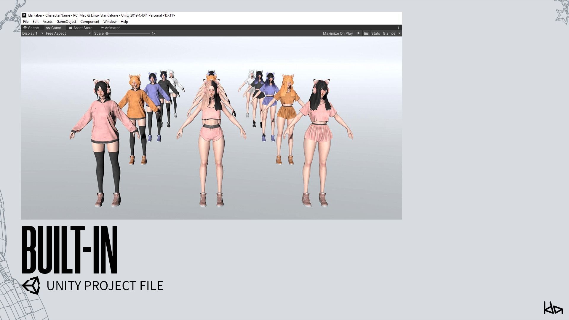 Gamer Girl - Game Ready Low-poly 3D model_23