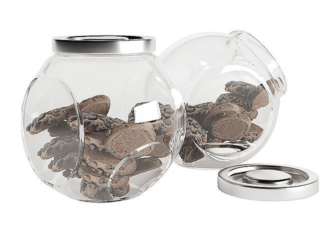 Chocolate Chip Cookies in a Glass Jar 14 3D model 6