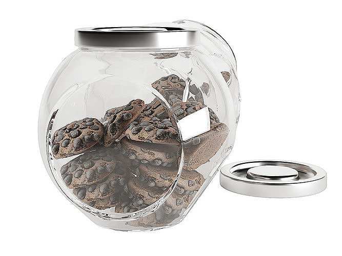 Chocolate Chip Cookies in a Glass Jar 14 3D model 5