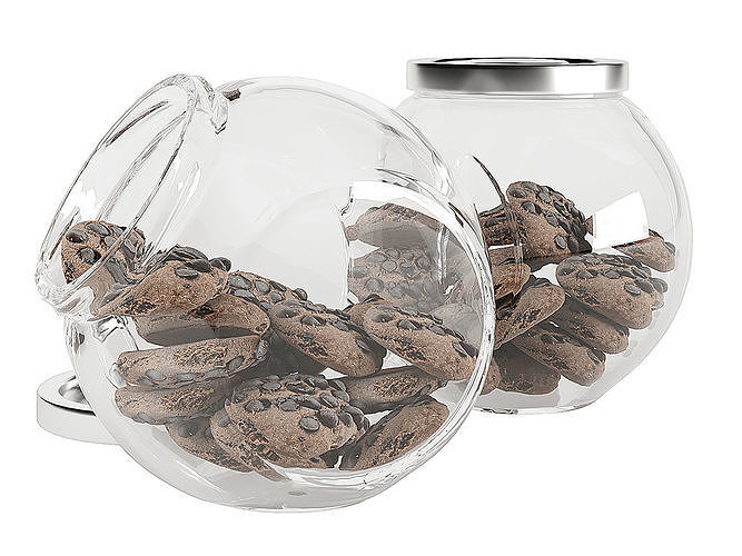 Chocolate Chip Cookies in a Glass Jar 14 3D model 3