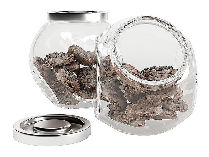 Chocolate Chip Cookies in a Glass Jar 14 3D model 2