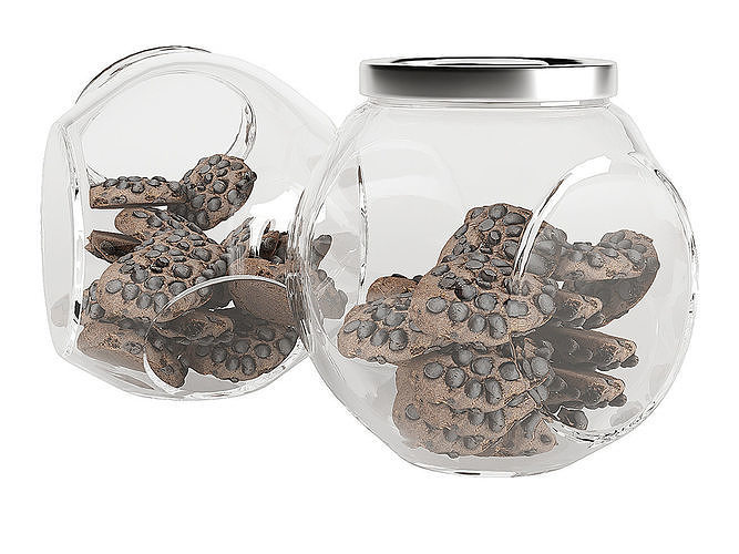 Chocolate Chip Cookies in a Glass Jar 14 3D model 4
